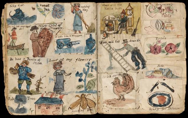 An illustrated page from the scrapbook of Laura Hannam, early 19th century